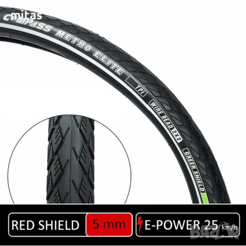 елосипедна гума COMPASS (28 x 1.50) 60 TPI, Защита от спукване - 5мм, снимка 4 - Части за велосипеди - 52888138