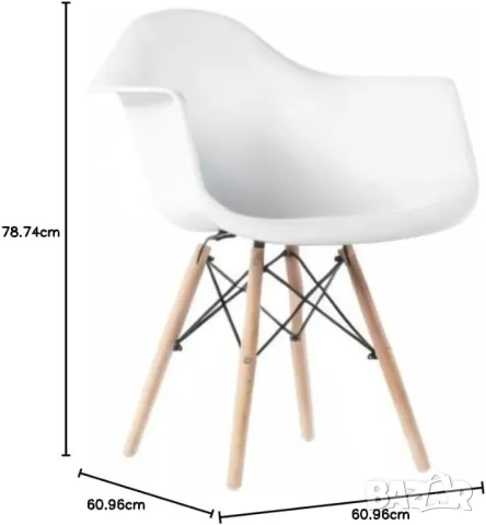 Комплект от 4 трапезни стола, Модерен пластмасов, от средата на века, снимка 5 - Столове - 48970009