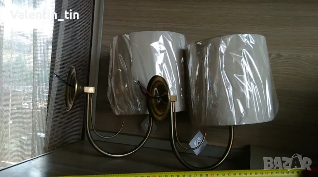 Месингови стенни лампи, два аплика 