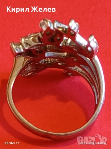 Блестящт пръстен родий и сребро с ювелирно инкрустирани кристали 26177, снимка 8 - Пръстени - 52847435