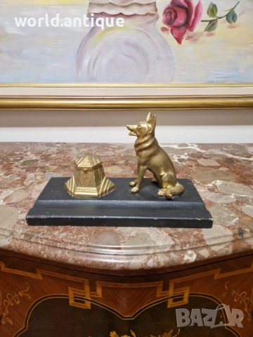 Чудесна антикварна френска фигурална мастилница 