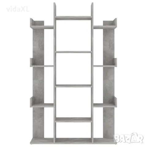 vidaXL Шкаф библиотека, бетонно сив, 86x25,5x140 см, инженерно дърво, снимка 4 - Ракли - 56147788