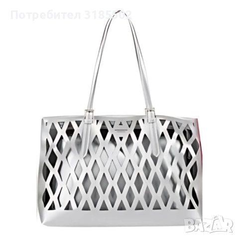 Дамска чанта с вътрешен несесер и решетъчен дизайн, снимка 3 - Чанти - 51514570