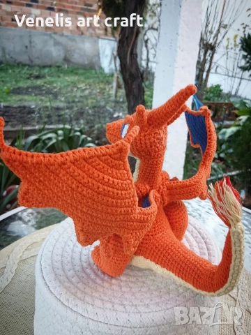 Покемон Мега Чаризард Y / Плетена играчка Pokemon Mega Charizard Y , снимка 5 - Колекции - 52834369