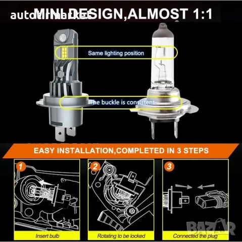 LED крушки H7 200W с вграден вентилатор – T122, снимка 6 - Аксесоари и консумативи - 56054435