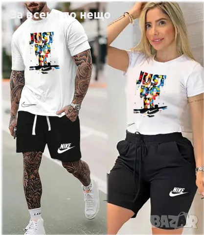 Nike Екипи За Двойки👚🩳Мъжки Летен Екип Найк👕🩳Дамски Къс Комплект Найк Код LFS393, снимка 4 - Спортни дрехи, екипи - 49830746