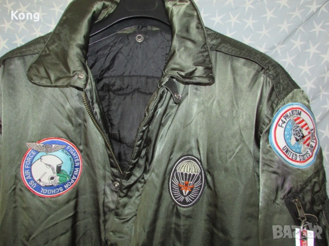 Пилотско яке Air Force USA F-4 Phantom II бомбър Pilots Military естествена кожа манто Milan  , снимка 5 - Якета - 53150650