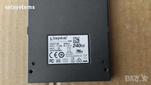 SSD Kingston SA400S37/240G 240GB SATA 6.0Gb/s, снимка 3 - Твърди дискове - 55664375