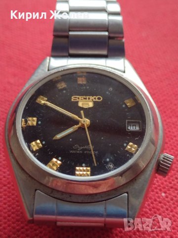 SEIKO 5 CRISTAL WATER PROOF КОЛЕКЦИОНЕРСКИ МОДЕЛ МЪЖКИ ЧАСОВНИК КЛАСИЧЕСКИ 26784, снимка 5 - Мъжки - 38704408