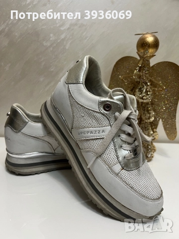 Екстравагантни,кожа и паети,италиански, снимка 2 - Маратонки - 52629268