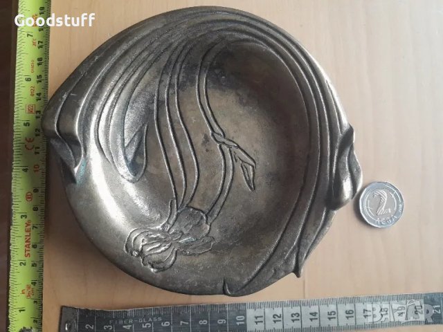 Бронз, арт нуво, флорална тема, чиния

,сьд, снимка 7 - Декорация за дома - 48652298