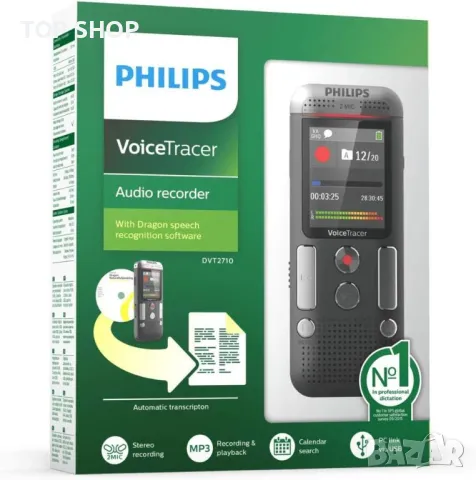 Диктофон ново поколение Philips Voice Tracer DVT2710+ Dragon софтуер, снимка 2 - MP3 и MP4 плеъри - 48514527