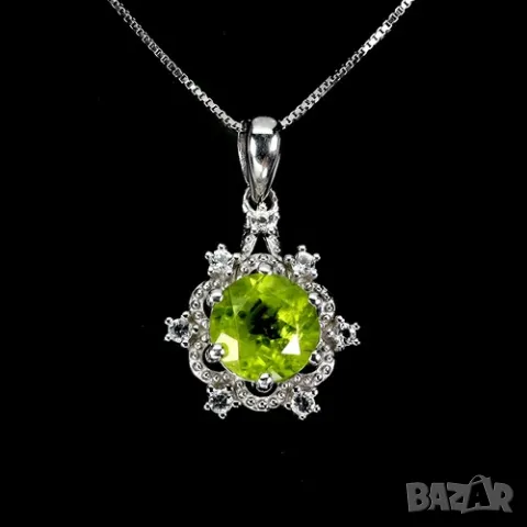 925 сребърно колие с 8мм перидот, подходящо за подарък, снимка 1