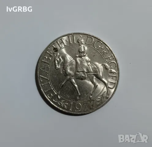 25 пенса Великобритания 1977 25 пенса Англия 1977 Английска монета Юбилейна монета , снимка 3 - Нумизматика и бонистика - 48734966