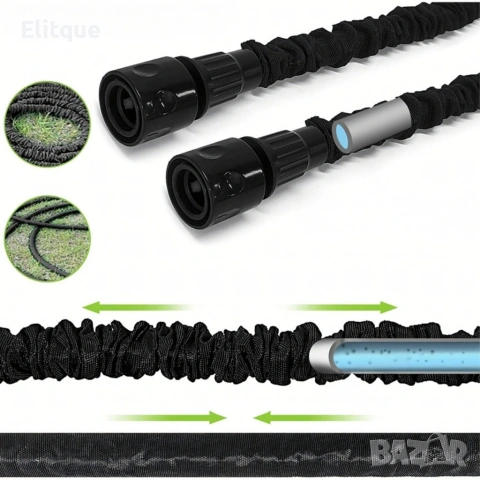 Гъвкав разтеглив градински маркуч 30м – Пълен комплект с пистолет (7 функции) и конектори на едро , снимка 16 - Други инструменти - 53401844