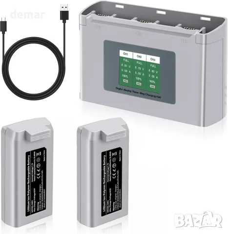 2 батерии PoweLyt 2400 mAh и зарядна станция за DJI Mini 4K/2/2 SE/SE
