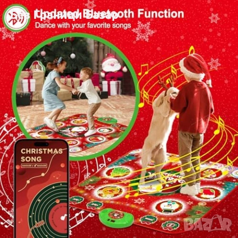 Нова детска Светеща танцова постелка с Bluetooth и музикална игра 90×80 см, снимка 4 - Други - 52470852