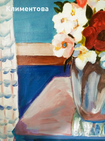 Натюрморт "Бели цветя", снимка 3 - Картини - 41409831