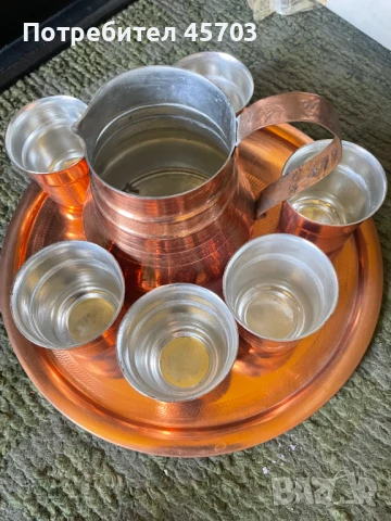 меден комплект за ракия 6+1 прибори, снимка 1