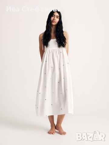 Нова елегантна дълга памучна рокля 100% памук теменушки , снимка 6 - Рокли - 42220345