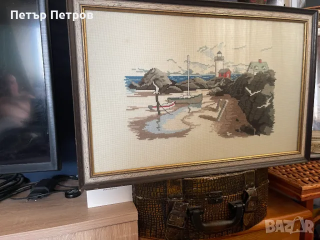 Гоблен морски пейзаж-Широк,едър бод ,висок клас конци!, снимка 4 - Гоблени - 49495870