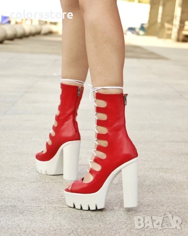 Летни боти на ток - червена кожа - 101

-, снимка 2 - Сандали - 50757305