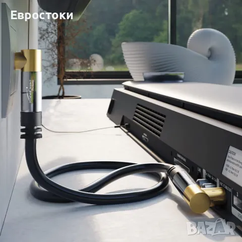 CableDirect – 2x 4K Коаксиален кабел, TV кабел 90° ъглови конектори – TV кабел с устойчиви на счупва, снимка 6 - Стойки, 3D очила, аксесоари - 49785623