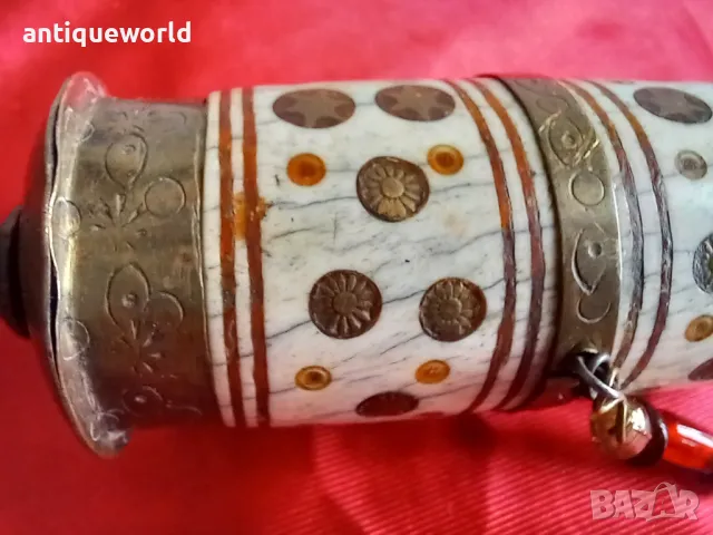 Старинно Молитвено Тибетско Будистко Колело,Месинг и Кост, снимка 6 - Антикварни и старинни предмети - 49021148