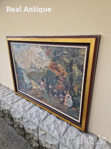 Страхотен голям антикварен колекционерски холандски гоблен , снимка 4 - Антикварни и старинни предмети - 47263099