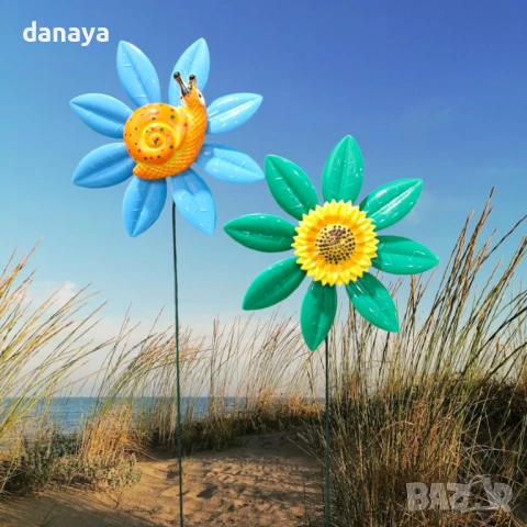 5937 Декоративна градинска въртележка Цвете с животинче, 60 см, снимка 2 - Градински мебели, декорация  - 50619132