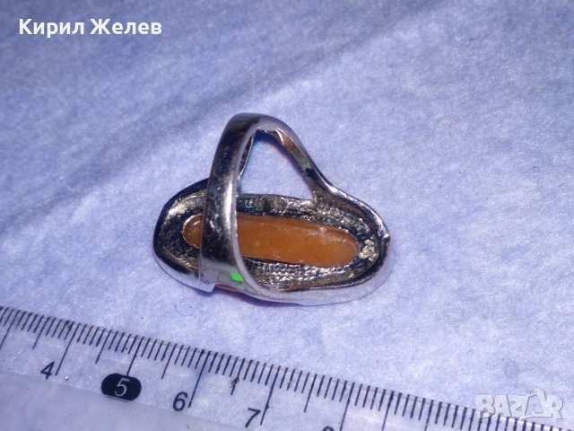 СТАР СРЕБРИСТ МЕДЕН ВИНТИДЖ ПРЪСТЕН с КАТАЛИН 36615, снимка 2 - Пръстени - 39747689