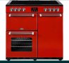 Свободностояща електрическа готварска печка BELLING Kensington 90 cm Цвят Червено и хром Електрическ, снимка 1 - Печки, фурни - 41238893