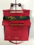 Дамска чанта корал червена и лилаво ретро стил дълга дръжка 