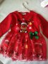 Коледна рокличка, червен цвят  с  картинки еленчета, снимка 1 - Детски рокли и поли - 38578681