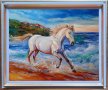 Картина с маслени бои - Пейзаж с кон, снимка 1 - Картини - 44311649