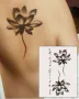 цвете лотос лотус черно бял временна татуировка татос татус Tattoo, снимка 1