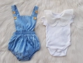 Бебешки дънков гащеризон и боди с якичка 0-3 месеца , снимка 10