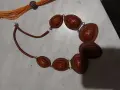 Колие от естествена кожа и друго в бохо стил- трето колие дървено с гривна дървена, снимка 5