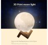 3D Настолна LED лампа луна,10 см.диаметър,няколко режима с докосване,USB зареждане, снимка 4