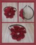Диадема с плетено винено червено цвете и черна сатенена основа, снимка 1 - Аксесоари за коса - 35858911