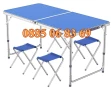 Комплект за къмпинг, сгъваема маса 120х60 см с 4-ри столчета и чадър с двоен покрив, зелен, снимка 10