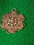 СТАРИНЕН СРЕБЪРЕН ФИЛИГРАНЕН ФЛОРАЛЕН МЕДАЛЬОН РЪЧНА МАЙСТОРСКА ИЗРАБОТКА 28766, снимка 2