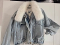 Дънково яке с косъм , снимка 6