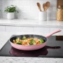 НОВ Комплект тигани Cheffinger розово с мраморно покритие – 3 части за всяка кухня - розов цвят, снимка 2