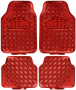 3000047341 Комплект автомобилни стелки Eren, гумени никел ефект червени