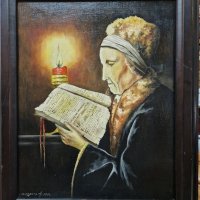 Уникална антикварна майсторска авторска картина масло върху платно , снимка 3 - Антикварни и старинни предмети - 41516907
