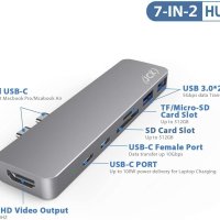 JCK USB C хъб 7 in 2, 4K HDMI, USB-C, Thunderbolt 3 PD 100W, 2 USB 3.0, SD/TF четец на карти, снимка 3 - Други - 41610584
