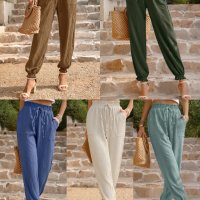 Едноцветен дамски панталон с еластична талия, 5цвята - 023, снимка 1 - Панталони - 41579463