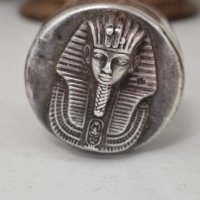 Египетска сребърна кутия за хапчета с декорация глава на фараон , снимка 8 - Антикварни и старинни предмети - 44340517