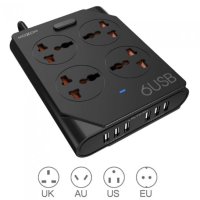 Разклонител 220V - Moxom KH-63Y 6xUSB / 6x3.4A / 4x220V Universal socket + power button, снимка 3 - Друга електроника - 41594137